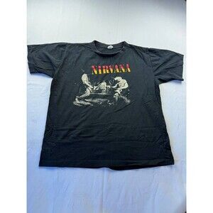 Y2K 2000s Nirvana T-Shirt Rock Band Graphic Tee Mens Size XL Black Short Sleeve